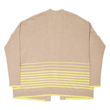 WHITE STUFF Womens Patterned Cardigan Beige Striped Tight Knit UK 10