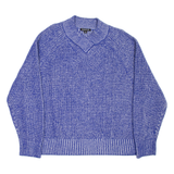 WHISTLES Womens Heavy Knit Jumper Blue V-Neck Chunky Knit Wool L