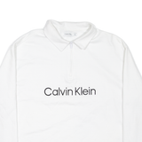 CALVIN KLEIN Mens Jumper White 1/4 Zip M