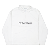CALVIN KLEIN Mens Jumper White 1/4 Zip M