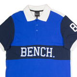 BENCH Mens Polo Shirt Blue Colourblock L