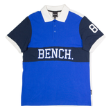 BENCH Mens Polo Shirt Blue Colourblock L