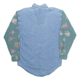 LEVI'S Mens Denim Shirt Beige Crazy Pattern Long Sleeve S