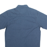 WRANGLER Denim Look Mens Plain Shirt Blue Short Sleeve M