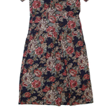 BRANDYWINE CREEK Womens A-Line Dress Blue 80s Floral Short Sleeve Long M