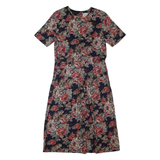 BRANDYWINE CREEK Womens A-Line Dress Blue 80s Floral Short Sleeve Long M