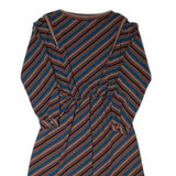 DIVINA OF SWITZERLAND Womens A-Line Dress Brown 90s Striped Long S