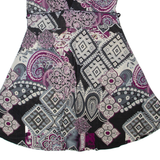 QI ZHIXIANG Womens Fit & Flare Dress Black Crazy Pattern Sleeveless Midi M