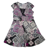 QI ZHIXIANG Womens Fit & Flare Dress Black Crazy Pattern Sleeveless Midi M