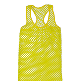 Netting Womens Tank Dress Yellow Crochet Sleeveless Knee Length M