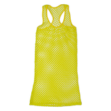 Netting Womens Tank Dress Yellow Crochet Sleeveless Knee Length M