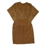 BRELI Womens Fit & Flare Dress Brown 90s Long Sleeve Midi L
