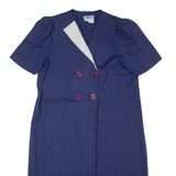 TAURUS II Womens Jacket Dress Blue 80s Short Sleeve Midi XL