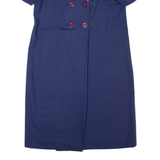 TAURUS II Womens Jacket Dress Blue 80s Short Sleeve Midi XL