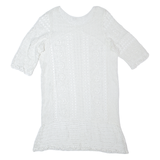 Womens Shift Dress White Crochet Short Sleeve Short M
