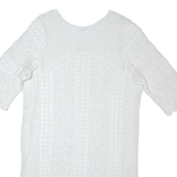 Womens Shift Dress White Crochet Short Sleeve Short M