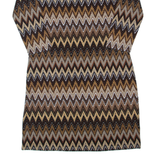 SPENSE Womens Bodycon Dress Brown 90s Striped Knee Length M