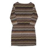 SPENSE Womens Bodycon Dress Brown 90s Striped Knee Length M