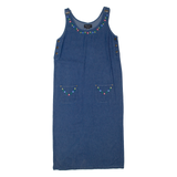 PRIANKAS COLLECTION Oversized Womens Dungaree Dress Blue Denim 90s Long S