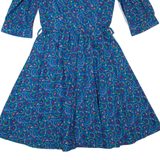 Womens A-Line Dress Blue 90s Floral Midi S