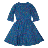 Womens A-Line Dress Blue 90s Floral Midi S