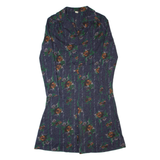 Womens A-Line Dress Grey 90s Floral Long Sleeve Midi S