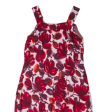 Womens Fit & Flare Dress Red 90s Floral Sleeveless Knee Length M