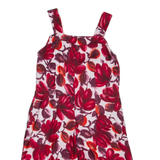 Womens Fit & Flare Dress Red 90s Floral Sleeveless Knee Length M