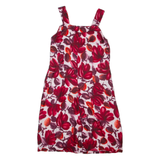 Womens Fit & Flare Dress Red 90s Floral Sleeveless Knee Length M