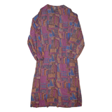 Womens A-Line Dress Purple 90s Geometric Long Sleeve Long L