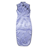 ROSE Eastern Inspired Womens Pencil Dress Purple Floral Sleeveless Long M