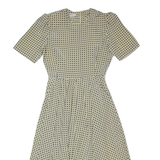 TALBOTS Womens A-Line Dress Cream 90s Spotted Short Sleeve Long S