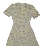 TALBOTS Womens A-Line Dress Cream 90s Spotted Short Sleeve Long S