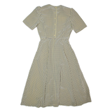 TALBOTS Womens A-Line Dress Cream 90s Spotted Short Sleeve Long S