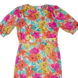 PETER KAY Womens Pencil Dress Pink 90s Floral Short Sleeve Midi UK 14