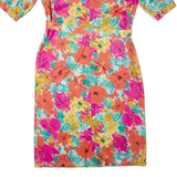 PETER KAY Womens Pencil Dress Pink 90s Floral Short Sleeve Midi UK 14