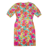 PETER KAY Womens Pencil Dress Pink 90s Floral Short Sleeve Midi UK 14