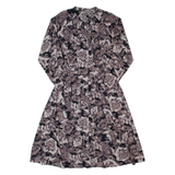 Womens A-Line Dress Grey 90s Floral Long Sleeve Long S