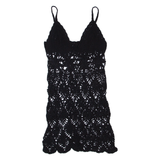 Womens Bodycon Dress Black Crochet Sleeveless Short S