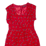 UTTAM LONDON Shoe Design Girls Pencil Dress Red 90s Knee Length L