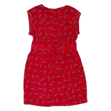 UTTAM LONDON Shoe Design Girls Pencil Dress Red 90s Knee Length L