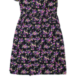 TAURUS II Womens A-Line Dress Black 90s Floral Short Sleeve Long L