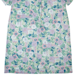 Womens Shift Dress Green 90s Floral Short Sleeve Midi UK 24