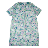 Womens Shift Dress Green 90s Floral Short Sleeve Midi UK 24