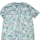 Womens Shift Dress Green 90s Floral Short Sleeve Midi UK 24