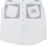 GET NAME USED Mens Denim Shirt Blue Check Sleeveless L