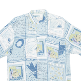 C.C.CONCORD Mens Shirt Blue Crazy Pattern L