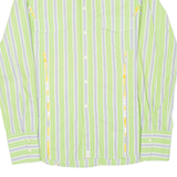 GUESS Mens Shirt Green Striped Long Sleeve XL