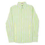 GUESS Mens Shirt Green Striped Long Sleeve XL