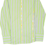 GUESS Mens Shirt Green Striped Long Sleeve XL